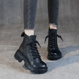 Chunky Footwear Platform Fur Short Shoes for Women Biker Female Ankle Boots Combat Punk Style Trend 2023 Spring