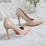 Color Small Fresh High Heels Patent Leather Stiletto Single Shoes Korean Sexy Pointed Pumps Black Professional Work