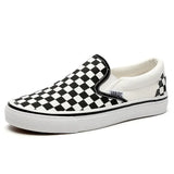 Chessboard Canvas Shoes for Women Casual Sneakers Ladies Walking Shoes Slip on Loafers Sport Shoes Baskets Femme