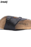 2023 New Summer Men Beach Cork Slippers Casual Double Buckle Clogs Outside Non-slip Water Slides