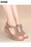 Summer Women Sandals Zipper Wedge Sandals Plus Size Sandals Flat Women Shoes Sandals Ladies Roman Sandals zapatos de