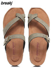 2023 New Summer Unisex Beach Cork Slippers Casual Women Men Nubuck Leather Solid Color Non-slip Flip Flops