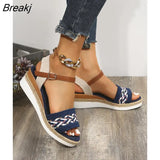 Platform Solid Women Casual Wedges Sandals Open Toe Buckle Women Summer Beach Sandals with Bow Sandalias Mujer Verano