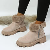 Boots 2023 Women's Shoes with Fur Winter Comfortable Snow Boots Wide Calf for Women Low Ankle Boots Luxury Ladies