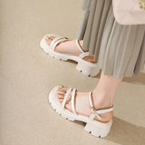 Size 34-39 Women Sandals Rome Real Leather High Heels Summer Shoes For Women 2023 Trend Ankle Strap Platform