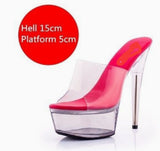Breakj 34-43 Yards Sexy Super Heels 15CM Heel Platform Sandals Transparent Crystal Shoes Wedding