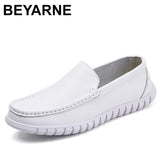 White Men Casual Shoes Soft Leather Comfortable Doctor Nurse Work Flats Business Loafers Men Designer