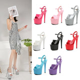 Breakj Lacquered Leather Sandals High Heels Sexy Black Waterproof Platform Hate Day High Slippers Female