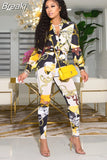 Autumn 2 Piece Sets African Sets For Women Retro Print Loose Long Shirt And Skinny Long Pants Sexy Fall Fashion