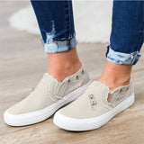 Women Canvas Shoes 2023 Fashion Casual Canvas Shoes Women Flat Shoes Women Denim Zipper Loafers Plus Szie 43 Zapatos Para