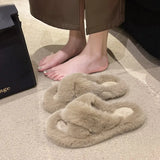 Breakj Thick-Bottomed Fur Slippers Wearing Autumn New Fashion Slope And Loose Cake Bottom-Size Cotton