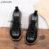 Thick-Soled College British Lace-Up Women Small Leather Shoes Big Head Doll Shoes Literary Retro Platform Flat Women