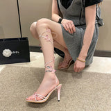 Heel Sandals Woman 2024 Butterfly Decoration Women's Shoe High Heels for Womens Shoes Round Toe Heels Hiking Sandal