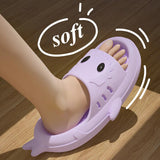 New Summer Cartoon Shark Slippers for Women Non Slip Home Bathroom Slides Woman 2024 Soft Sole Flat Flip Flops