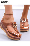 Women New Summer Sandals Open Toe Beach Shoes Flip Flops Wedges Comfortable Slippers Cute Sandals Chaussure Femme Plu Size