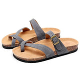 2023 New Summer Unisex Beach Cork Slippers Casual Women Men Nubuck Leather Solid Color Non-slip Flip Flops