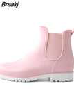 Chelsea Rain Shoes Woman Ankle Rainboots Rubber Boots Non-slip Water Shoes Female Galoshes Overboot for