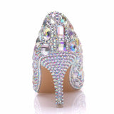 Quee Cinderella Glass Slipper Sexy 7cm Pointed High-Heels Rhinestone Sequins Bridesmaid Wedding