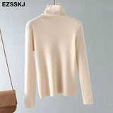 collar Loose soft pure color turtleneck Sweater Pullovers for Women Casual Long Sleeve Sweater Jumpers Female