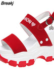 Sandals 8.5CM Wedge Heels Sneakers New Women Beach Flip Flop High Platform Casual Sandals Breathable Walking
