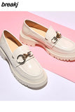 Heels Women's Loafers Luxury Woman Pumps Shoes 2023 Fashion Spring Leather Metal Designer Shoes Ladies Free Shipping