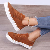 Up Ladies Flat Shoes 2023 New Spring Autumn Vulcanized Shoes Fashion Women's Sneakers Light Fashion Solid Color Lace