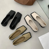 Shoes Ladies Female Footwear Square Toe Women's Moccasins Autumn Casual Sneaker Shallow Mouth Soft 2023 Retro Dress