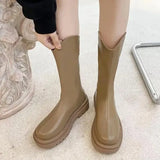 Boots Rock Shoes Woman Boots-Women Flat Heel Luxury Designer Round Toe Lace Up Winter Footwear 2023 Ankle Med Lolita