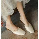 New Summer Solid Color High-heeled Shoes for Women with Square Head and Fashionable One-footed Half Slippers for