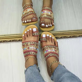 Women Shoe Summer Greek Style Boho Folk-Custom Artisanal Ladies Flat Slippers Casual Breathable Comfortable Beach Women