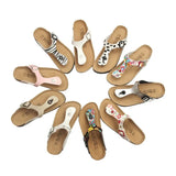 2023 New Women Print Cork Flip Flops Slipper Casual Summer Beach Outside Non-slip Slides