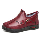 Emboridery Winter Loafers Women Casual Cozy Fur Moccasin Shoes 2023 Desinger Leather Sneakers for Elderly Woman