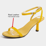 Size 34-43 Rome Sandals Women 2023 Real Leather Ankel Strap High Heels Shoes For Women Summer Za Elegant