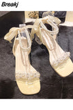High Quality Women's Shoes Ankle Strap Women's Sandals Summer Party Sandals Women Comfortable Square Heel Women Shoes
