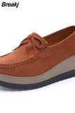 New Autumn Women Roud Toe Sneakers Faux Suede Platform Loafers Slip On Casual Moccasins Ladies Walking Shoes Driving