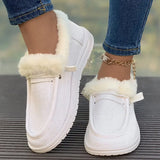 Winter New Large-Size Plush Warm Women's Shoes With Flat Soles And Round Ends And Casual Cotton