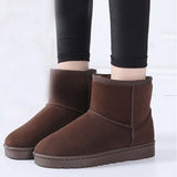 Women's Short-Tube Snow Boot Plush Warm Women Shoes Suede Round-Toe Flat Heel Ankle Boots botines mujer 2021