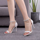 Breakj Cm High-Heeled Sandals Bridesmaid Wedding Buckle With Beaded Tuxedo Fine Heel Fish Mouth Roman