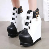 New Winter Muffin Bottom Short Tube Boots Thick Bottom Heightening Wedges Heels Women's Shoes Slope Heel Plush