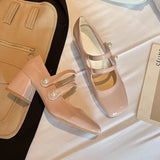 Mary Jane Shoes Ladies Retro Elegant Square Toe Thick High Heels Fashion Outdoor Lady Shoes Mature Sweet Dating Women