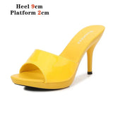 New Red Women Slippers Summer Heels Party Sandals Sexy Bottom Ladies Party Shoes Thin Heels Slides Narrow Band Women