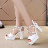 Toe Rhinestone Platform Shoes Ladies 2021 Summer Elegant Office Party High Heels Gladiator Sandals Plus Size