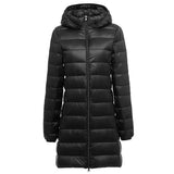 Women Plus Size Down Jackets Long Ultra Light Thin Casual Coat Slim Remove Hooded Parka Fashion Jacket Autumn
