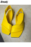 New Summer Women's Sandals Fashion Solid Color Non-lace Sleeves Simple Square Toe Open Toe All-match Design Women's