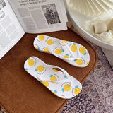 Women Beach Flip Flops Flat Outside Seaside Beach Fruit Cartoon Sandals Flip-flops Outdoor Slides Summer Home Bathroom