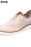 Men's Business Dress Shoes Brogue Style Men Flat Outdoor Walking Casual Shoes Breathable Woven Men's Office Shoes