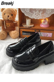 Women's Flat Shoes 2023 Spring and Autumn British Style Punk Platform Shoes Slip-on Loafers Fashion Small Leather Shoes