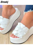 Sale Ladies High Heel Sandals Thick Summer Wedge Sandals Slippers Ladies Thick Sole Casual All-match Slippers Large
