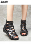 Sandals Wedge Sandals Female Summer Middle-heeled Leather Soft Sole Comfortable Soft Women Sandals Shoes Back