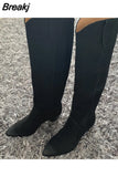High Boots Western Cowboy Boots for Women Long Winter Boots Pointed Toe Thick High Heels Female Boot Fashion Shoes